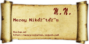 Mezey Nikétás névjegykártya